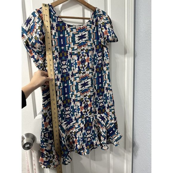 STONE COLD FOX Mini Dress Silk Cut Out Back Long Sleeve Size Approx XS Blue - Picture 6 of 7